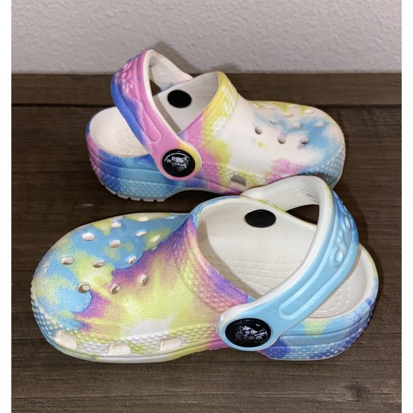 Crocs Unisex Shoes Kids 4C Classic Tie Dye Graphic Slip- on Clogs 205451 - Picture 5 of 11